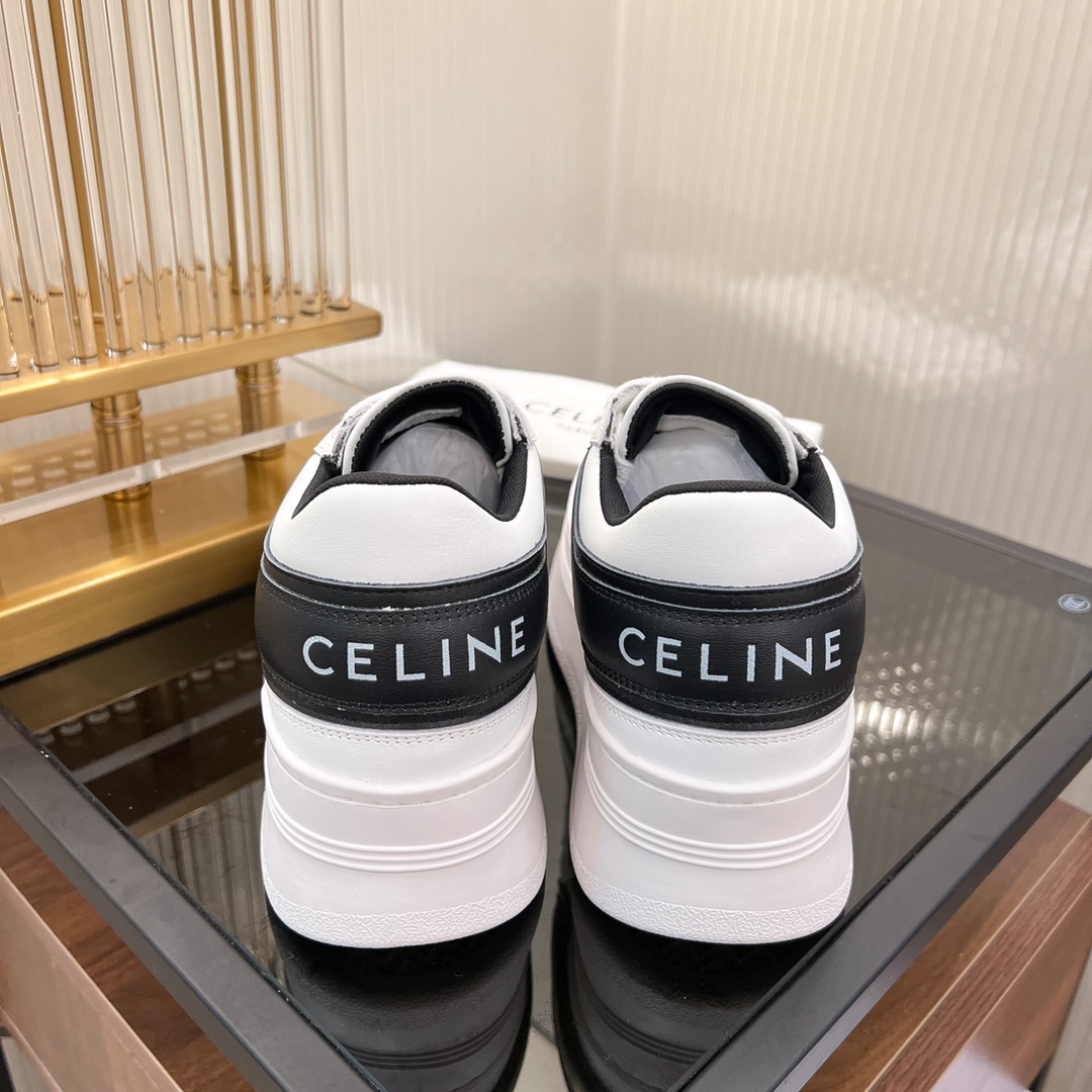 Celine Block Sneakers With Wedge Outsole In Clafskin    - PerfectKickZ