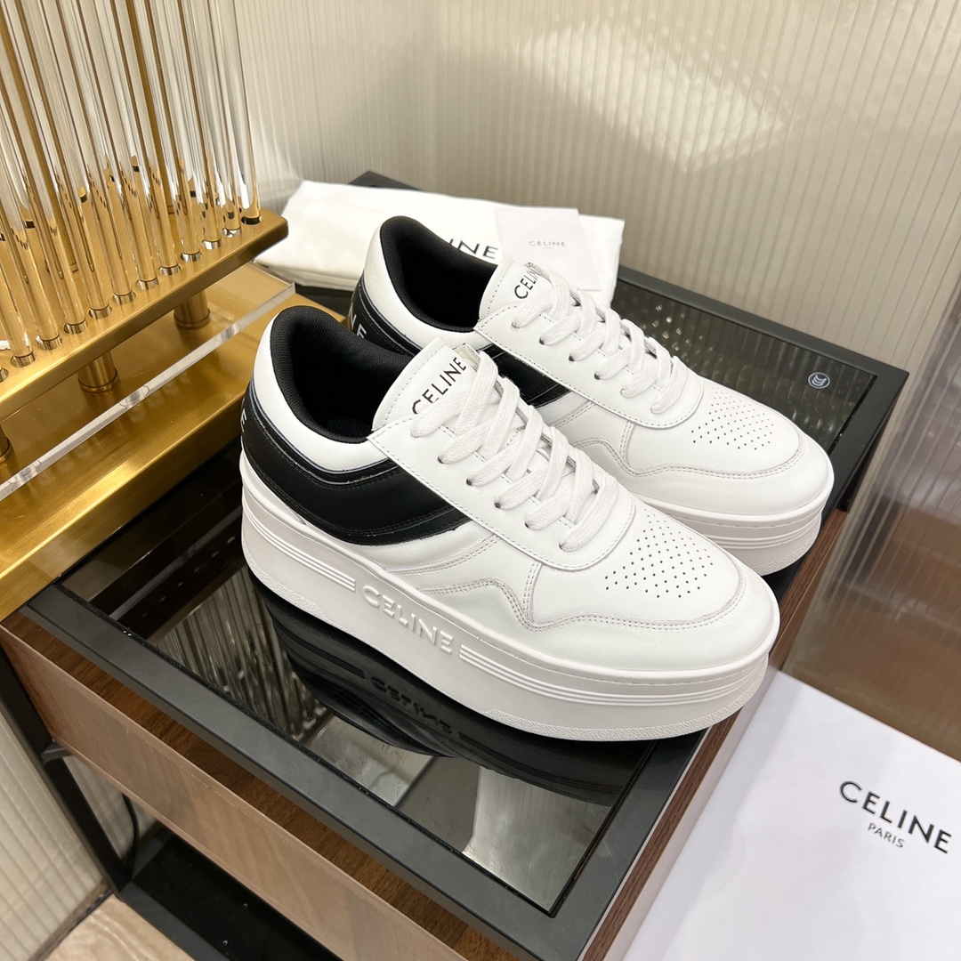 Celine Block Sneakers With Wedge Outsole In Clafskin    - PerfectKickZ