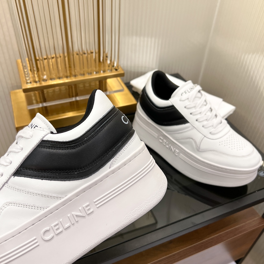 Celine Block Sneakers With Wedge Outsole In Clafskin    - PerfectKickZ