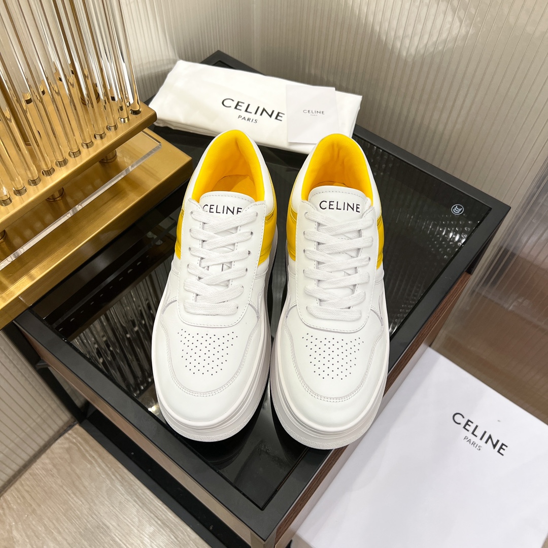 Celine Block Sneakers With Wedge Outsole In Clafskin    - PerfectKickZ