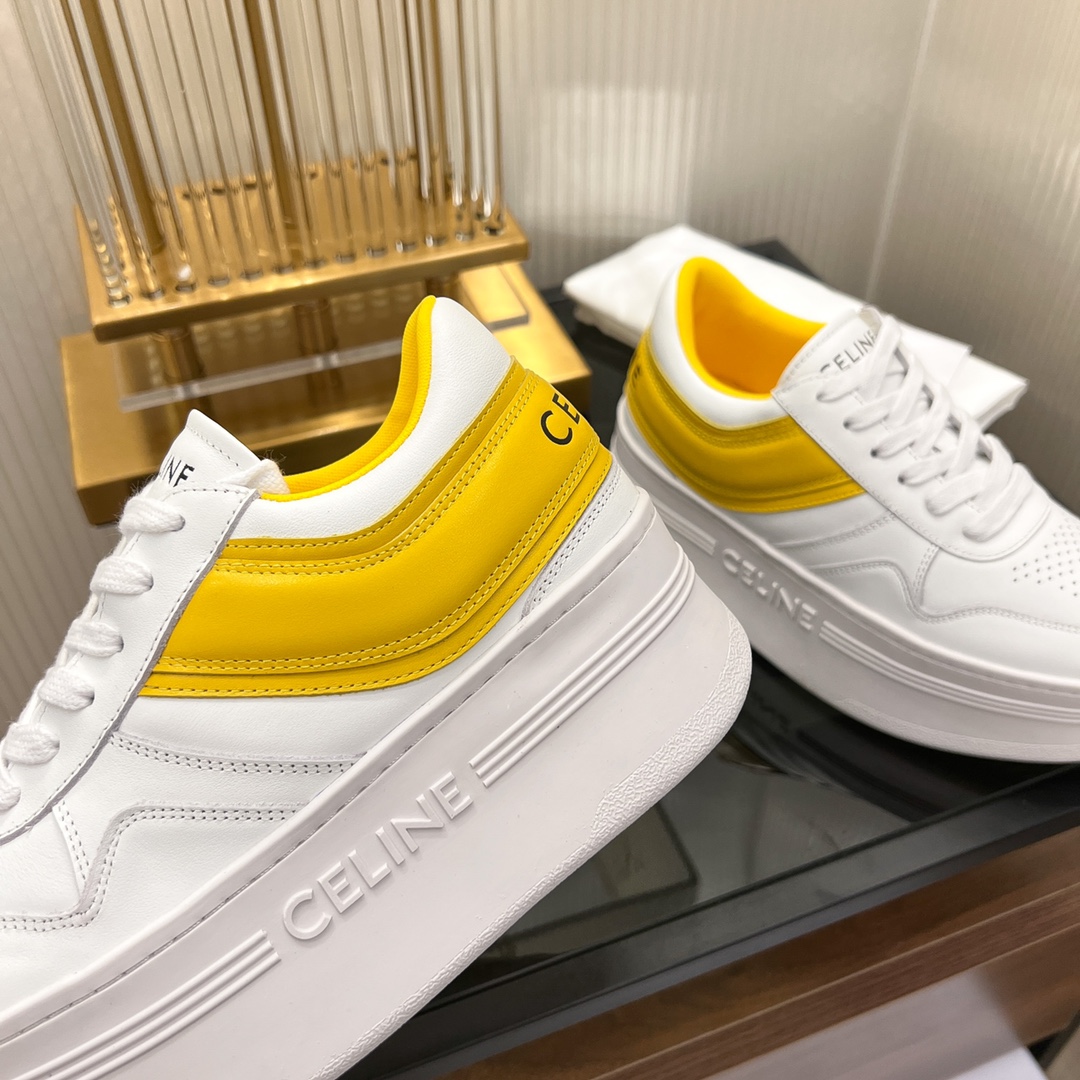 Celine Block Sneakers With Wedge Outsole In Clafskin    - PerfectKickZ