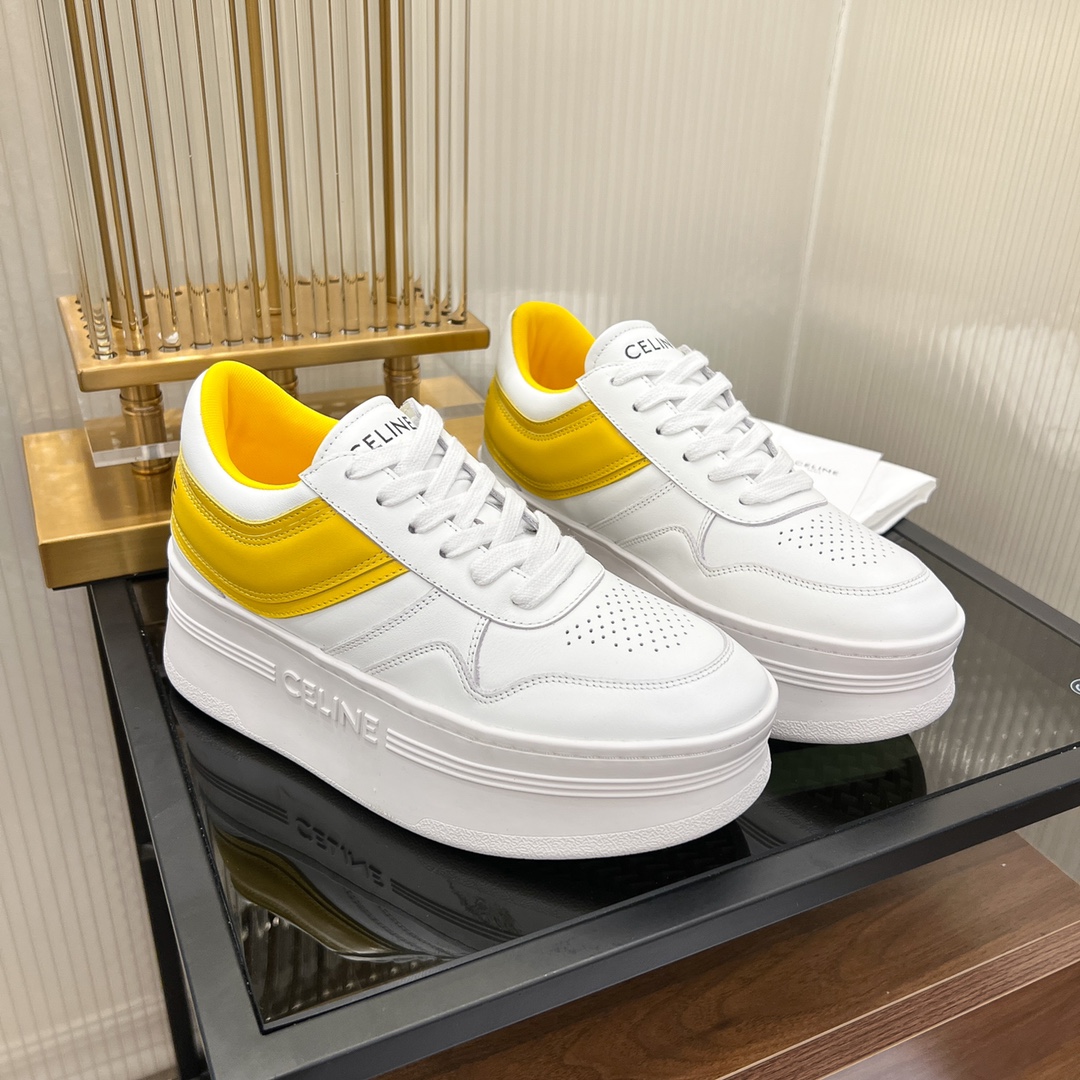 Celine Block Sneakers With Wedge Outsole In Clafskin    - PerfectKickZ
