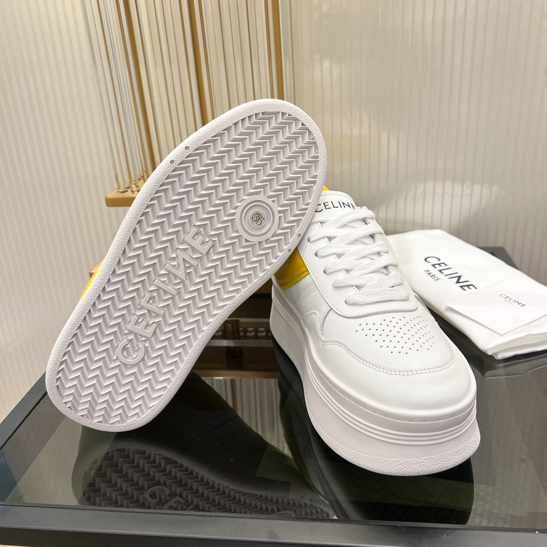 Celine Block Sneakers With Wedge Outsole In Clafskin    - PerfectKickZ