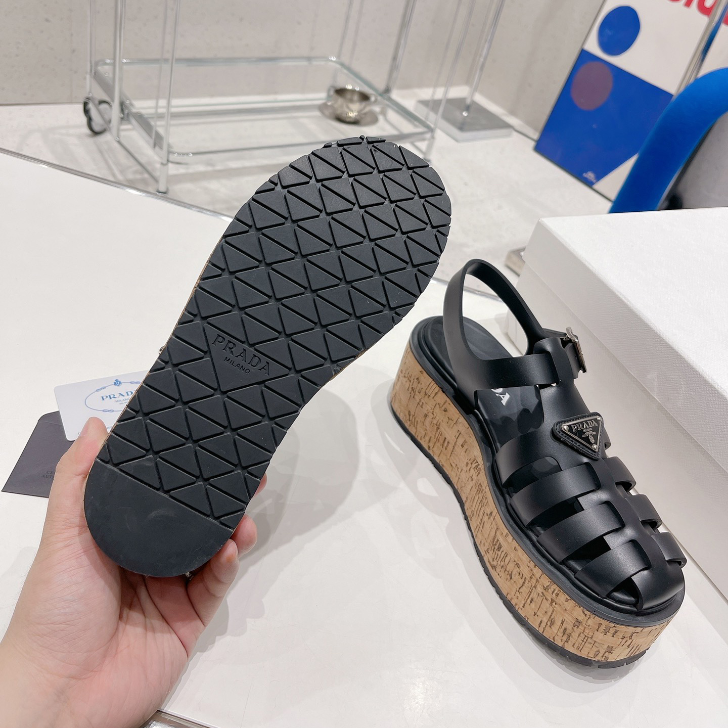 Prada Rubber Wedge Platform Sandals - PerfectKickZ