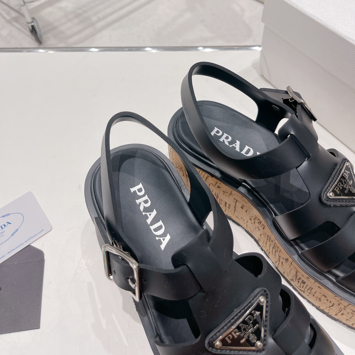 Prada Rubber Wedge Platform Sandals - PerfectKickZ