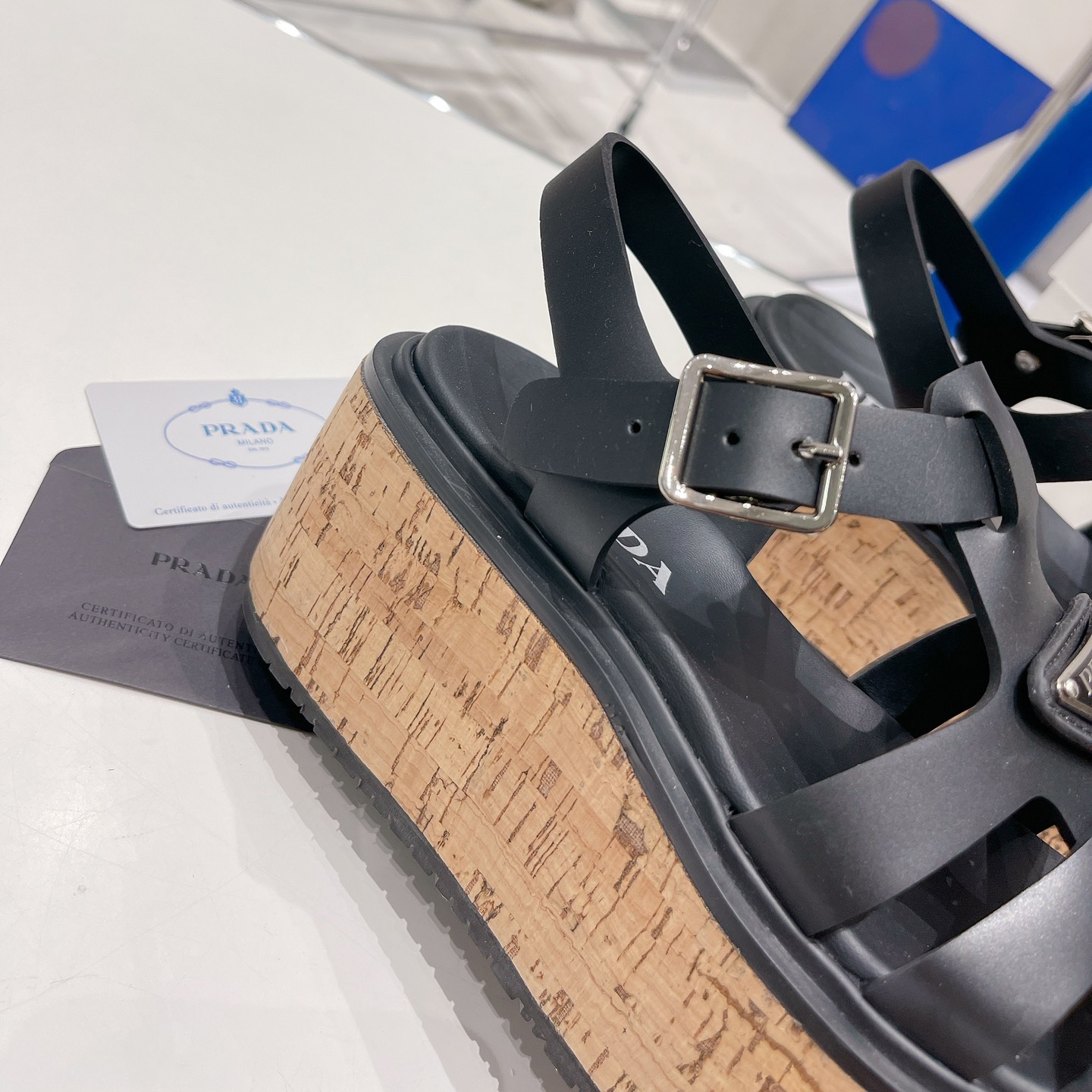 Prada Rubber Wedge Platform Sandals - PerfectKickZ