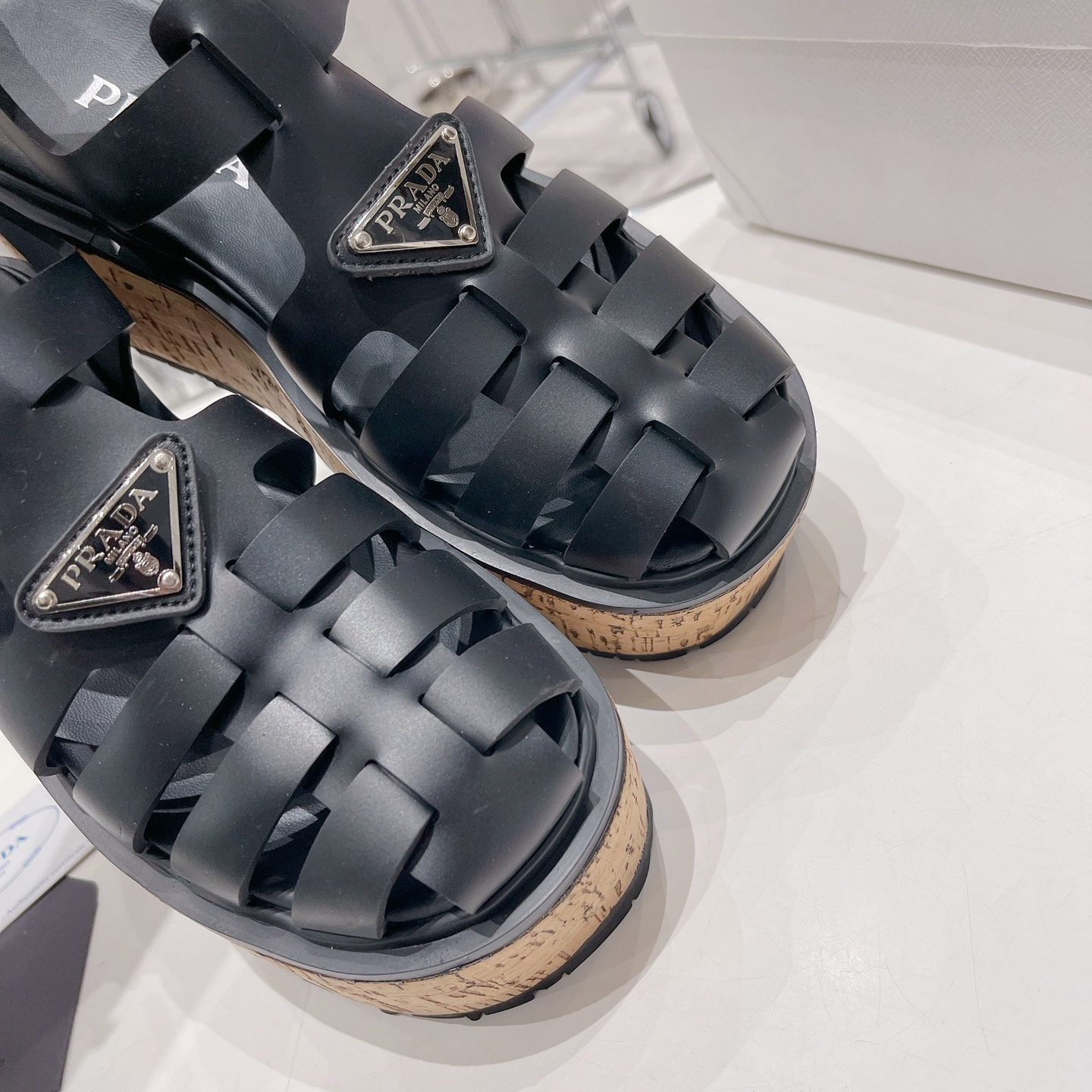 Prada Rubber Wedge Platform Sandals - PerfectKickZ