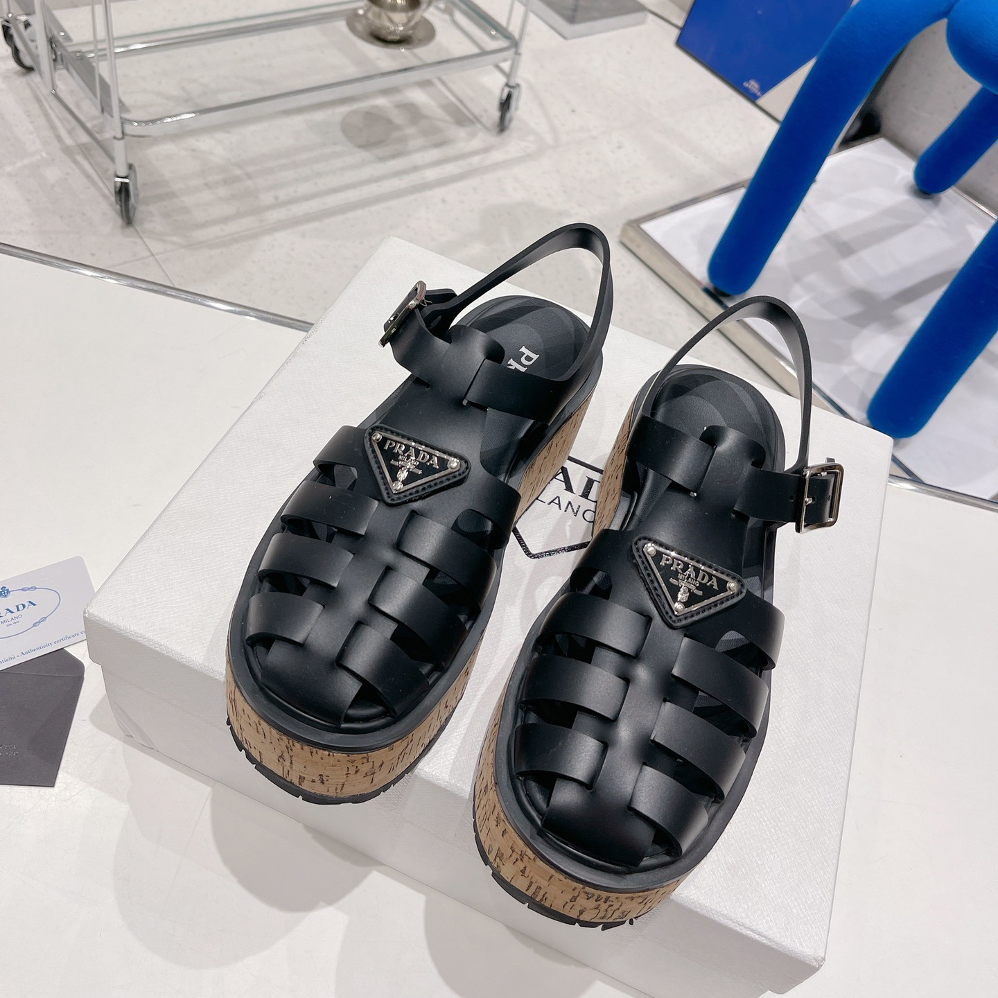 Prada Rubber Wedge Platform Sandals - PerfectKickZ