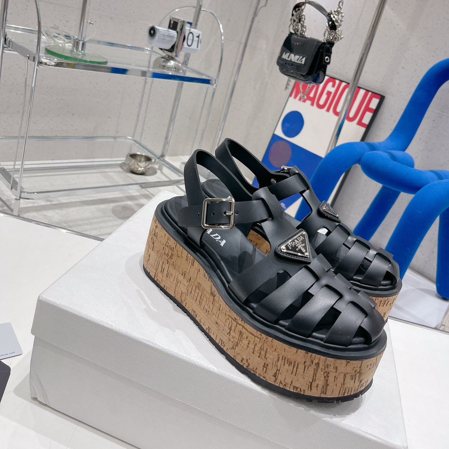 Prada Rubber Wedge Platform Sandals - PerfectKickZ