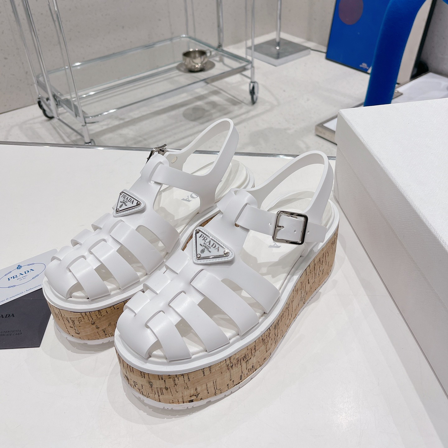 Prada Rubber Wedge Platform Sandals - PerfectKickZ