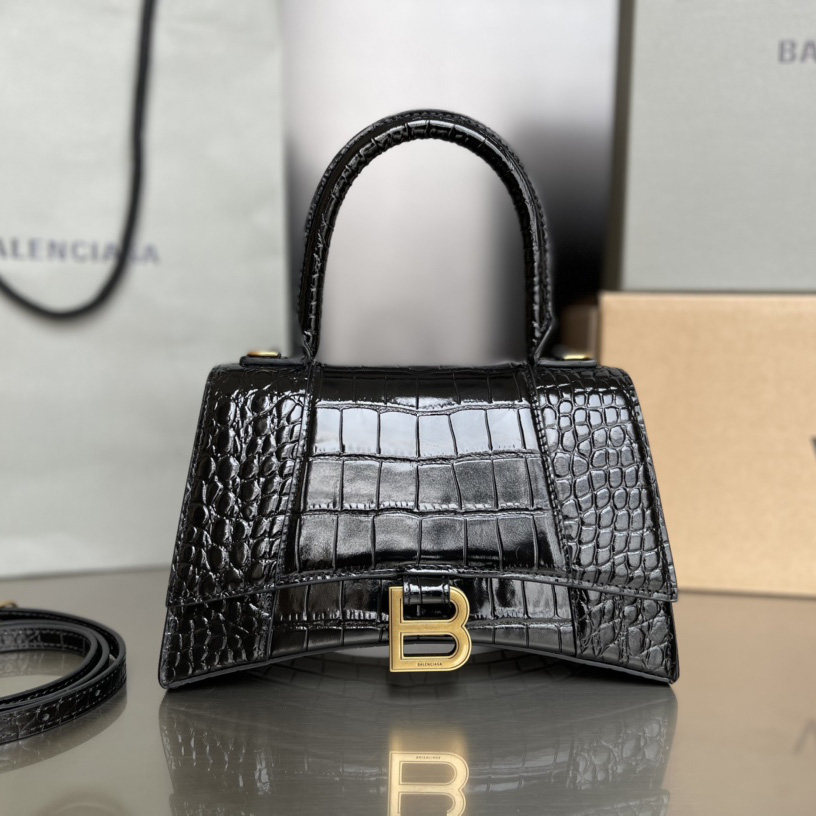 Balenciaga Hourglass Small Handbag In Black  - PerfectKickZ