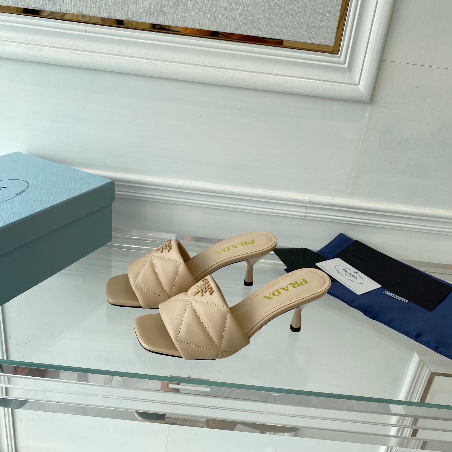 Prada Quilted Nappa Leather Heeled Sandals - PerfectKickZ