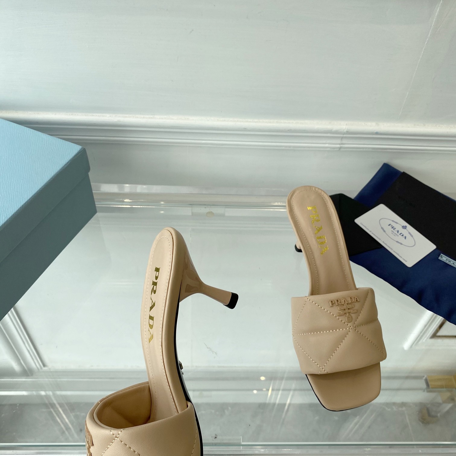 Prada Quilted Nappa Leather Heeled Sandals - PerfectKickZ