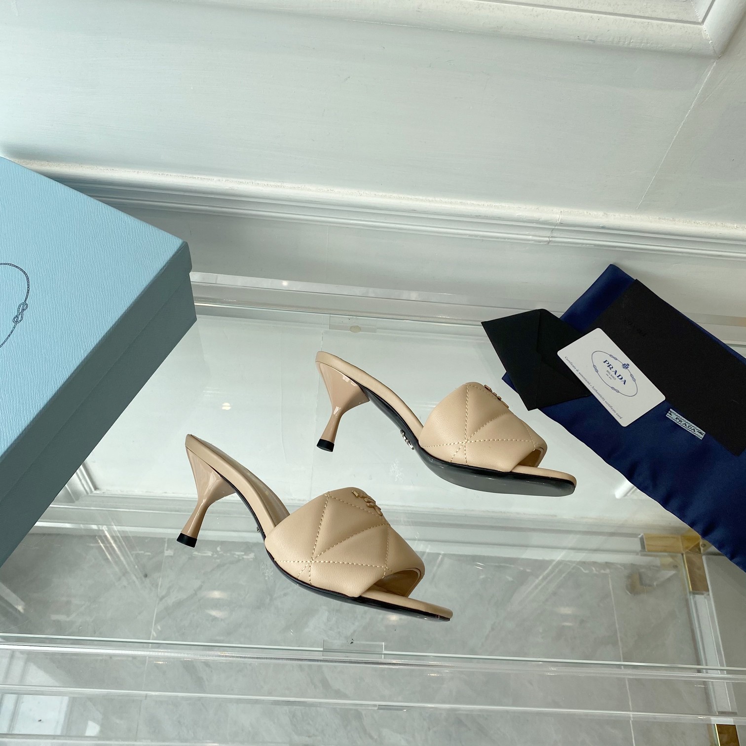 Prada Quilted Nappa Leather Heeled Sandals - PerfectKickZ