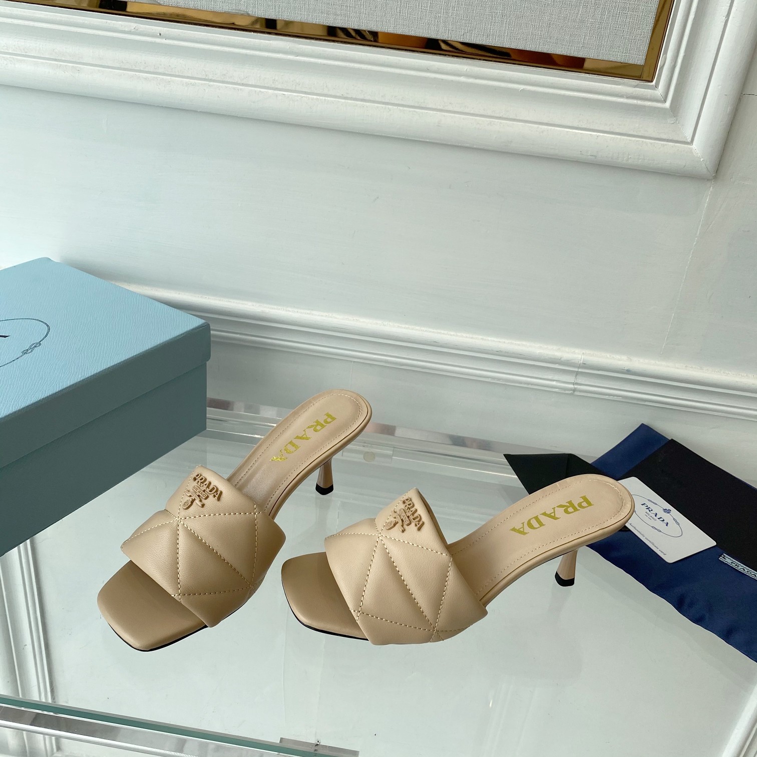 Prada Quilted Nappa Leather Heeled Sandals - PerfectKickZ