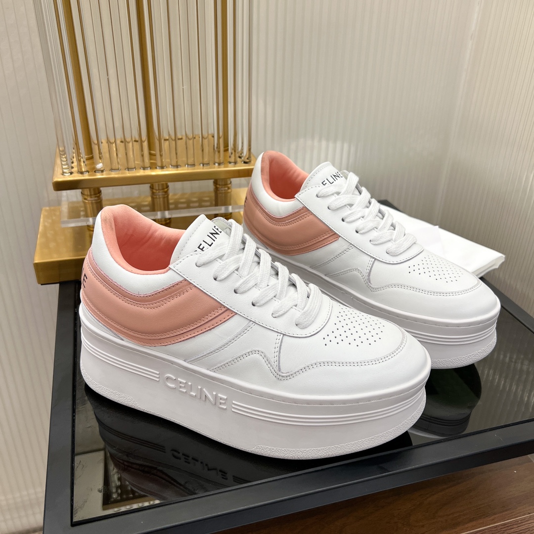 Celine Block Sneakers With Wedge Outsole In Clafskin    - PerfectKickZ