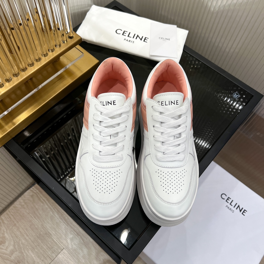 Celine Block Sneakers With Wedge Outsole In Clafskin    - PerfectKickZ