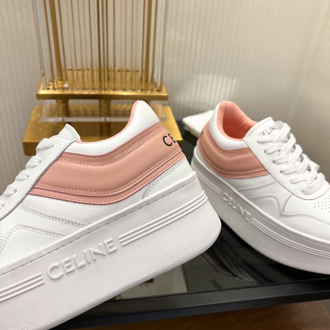 Celine Block Sneakers With Wedge Outsole In Clafskin    - PerfectKickZ