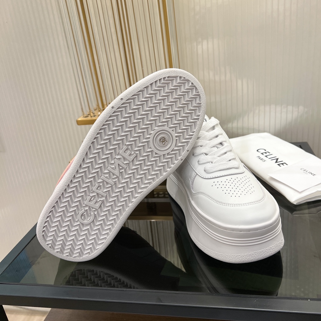 Celine Block Sneakers With Wedge Outsole In Clafskin    - PerfectKickZ