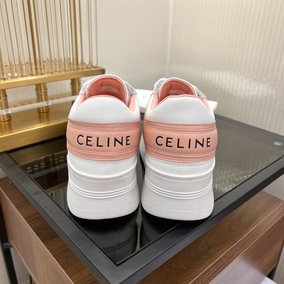 Celine Block Sneakers With Wedge Outsole In Clafskin    - PerfectKickZ