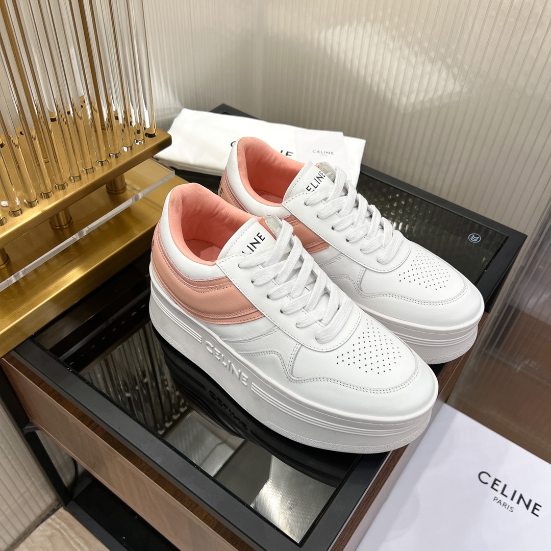 Celine Block Sneakers With Wedge Outsole In Clafskin    - PerfectKickZ