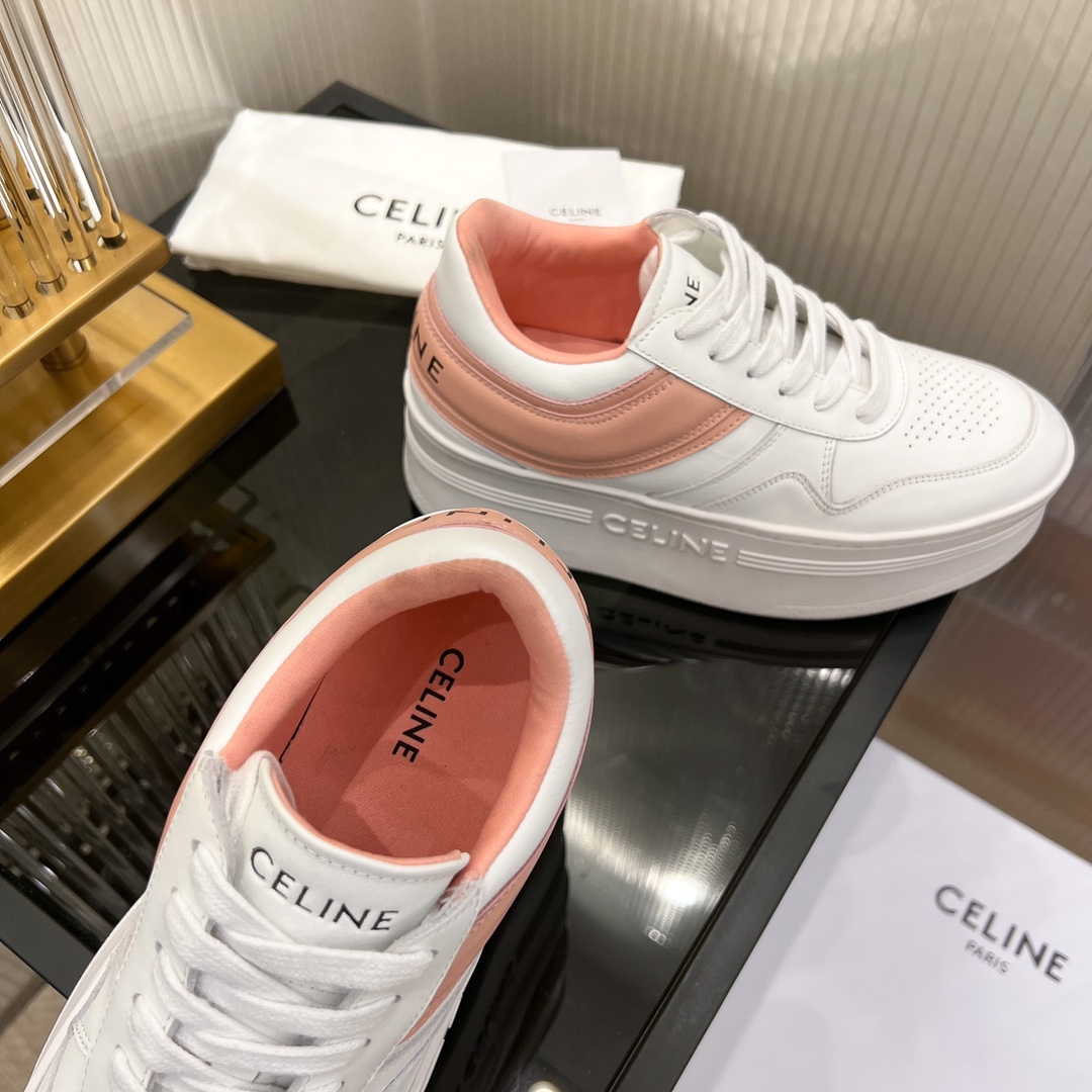 Celine Block Sneakers With Wedge Outsole In Clafskin    - PerfectKickZ