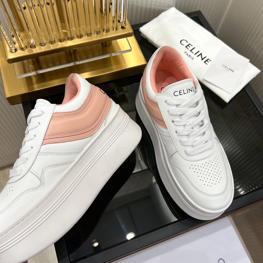 Celine Block Sneakers With Wedge Outsole In Clafskin    - PerfectKickZ