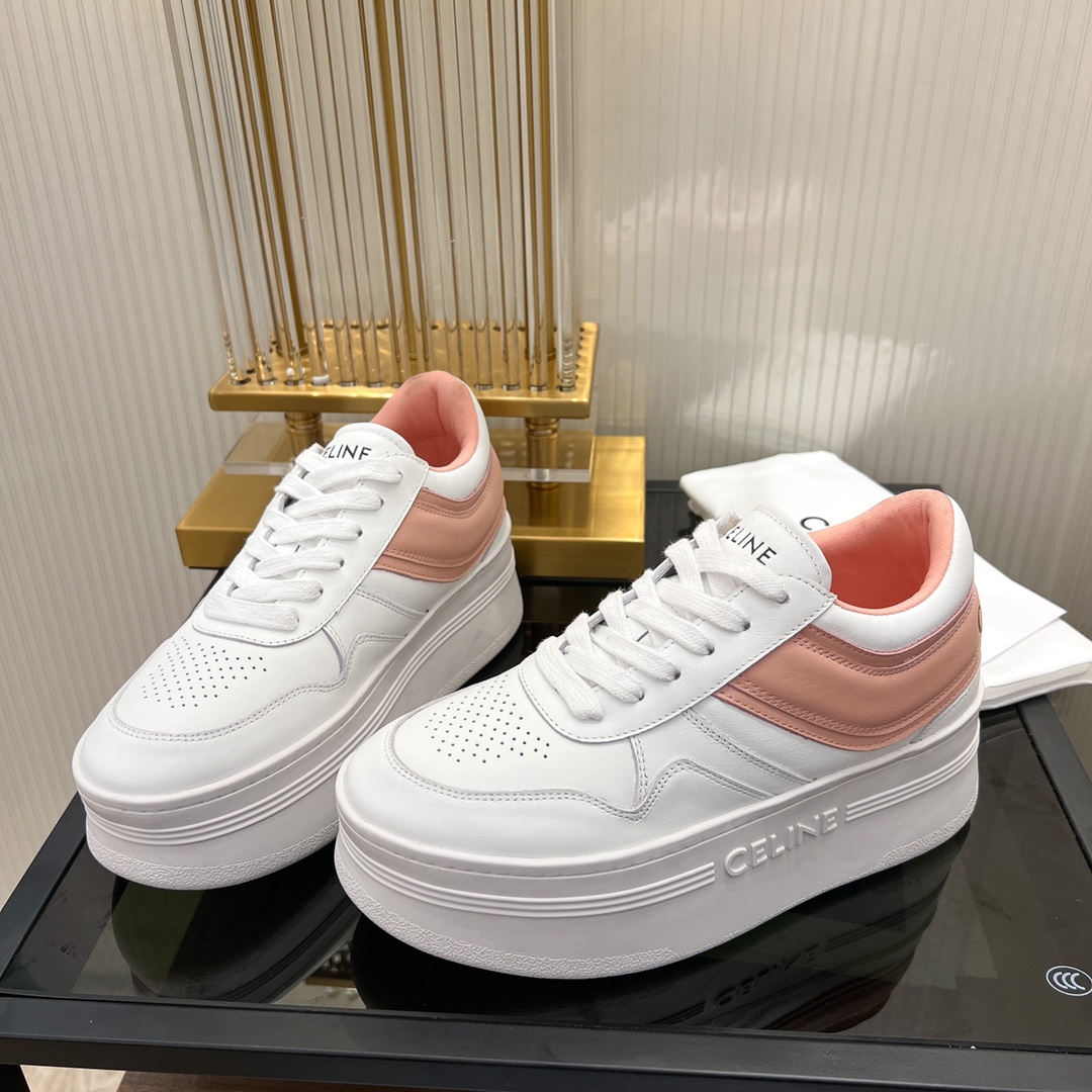 Celine Block Sneakers With Wedge Outsole In Clafskin    - PerfectKickZ