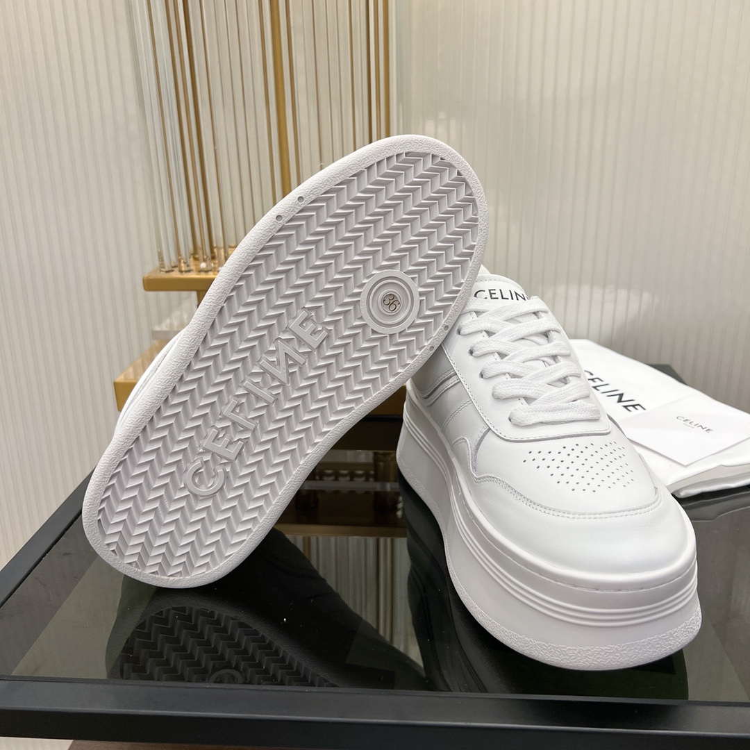 Celine Block Sneakers With Wedge Outsole In Clafskin    - PerfectKickZ