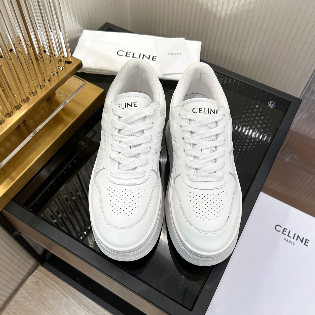 Celine Block Sneakers With Wedge Outsole In Clafskin    - PerfectKickZ