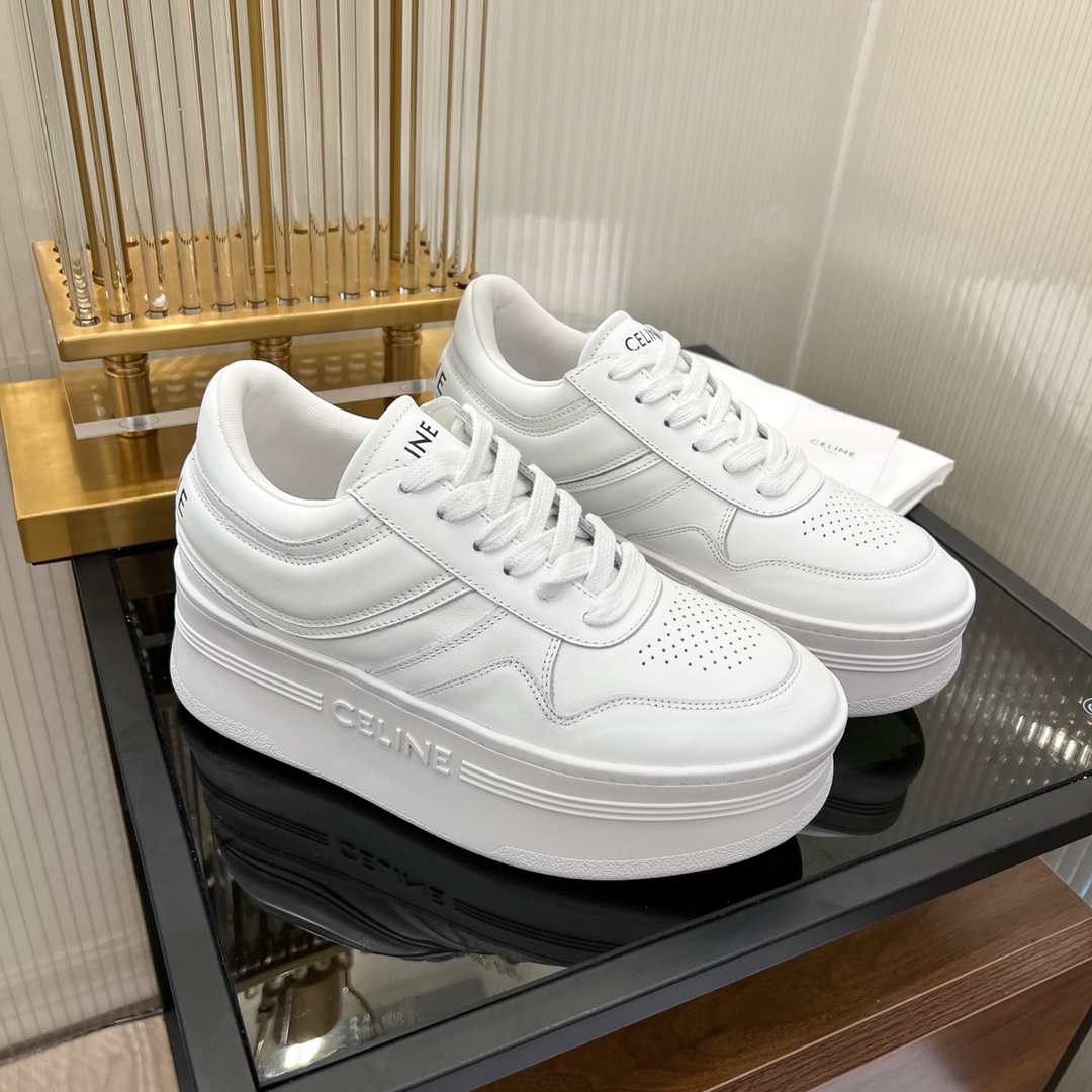 Celine Block Sneakers With Wedge Outsole In Clafskin    - PerfectKickZ