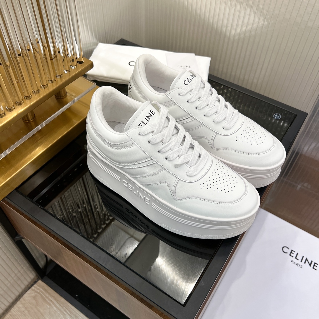 Celine Block Sneakers With Wedge Outsole In Clafskin    - PerfectKickZ