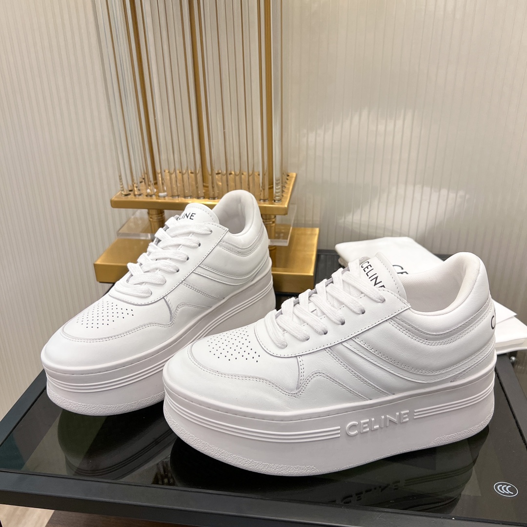 Celine Block Sneakers With Wedge Outsole In Clafskin    - PerfectKickZ