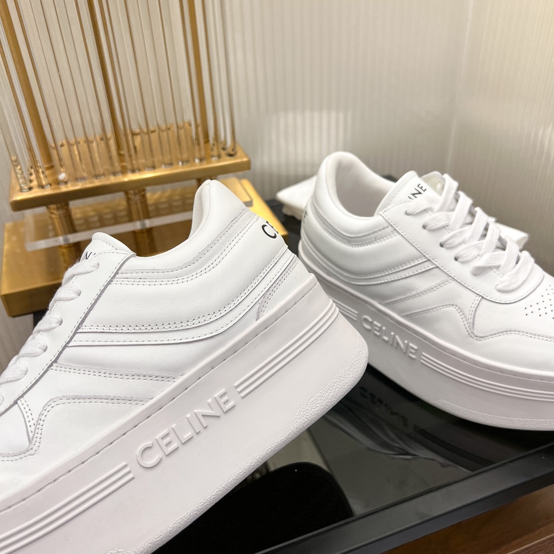 Celine Block Sneakers With Wedge Outsole In Clafskin    - PerfectKickZ