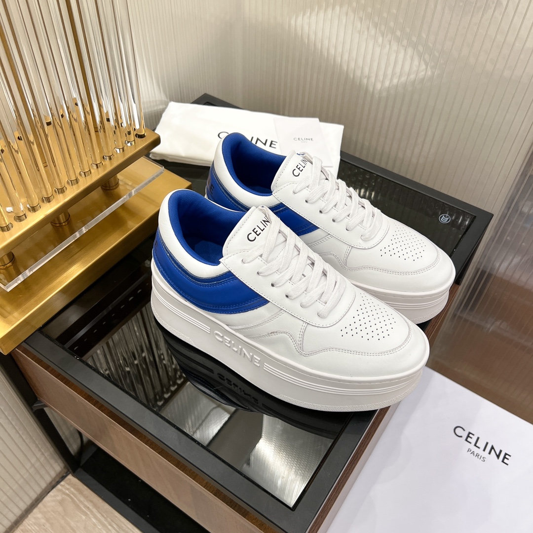 Celine Block Sneakers With Wedge Outsole In Clafskin    - PerfectKickZ