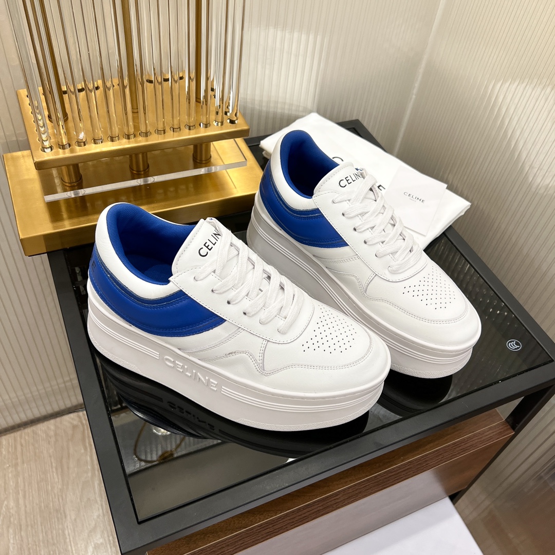Celine Block Sneakers With Wedge Outsole In Clafskin    - PerfectKickZ