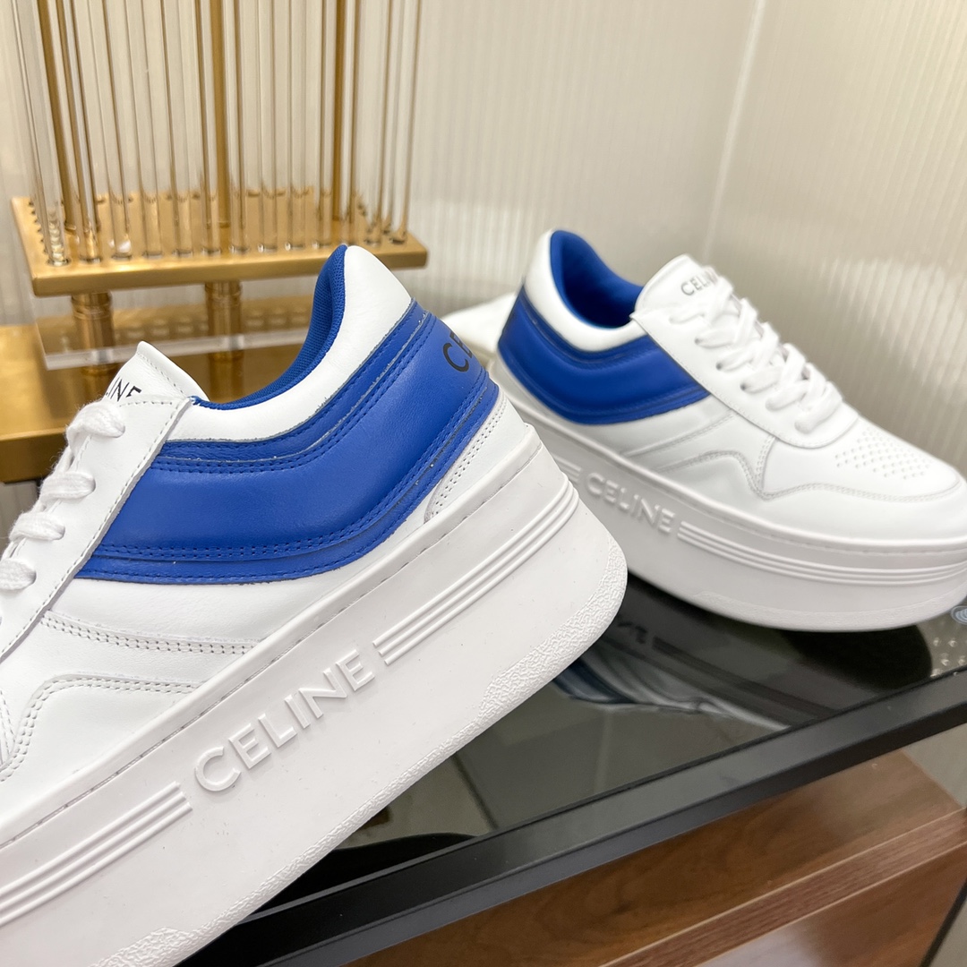 Celine Block Sneakers With Wedge Outsole In Clafskin    - PerfectKickZ
