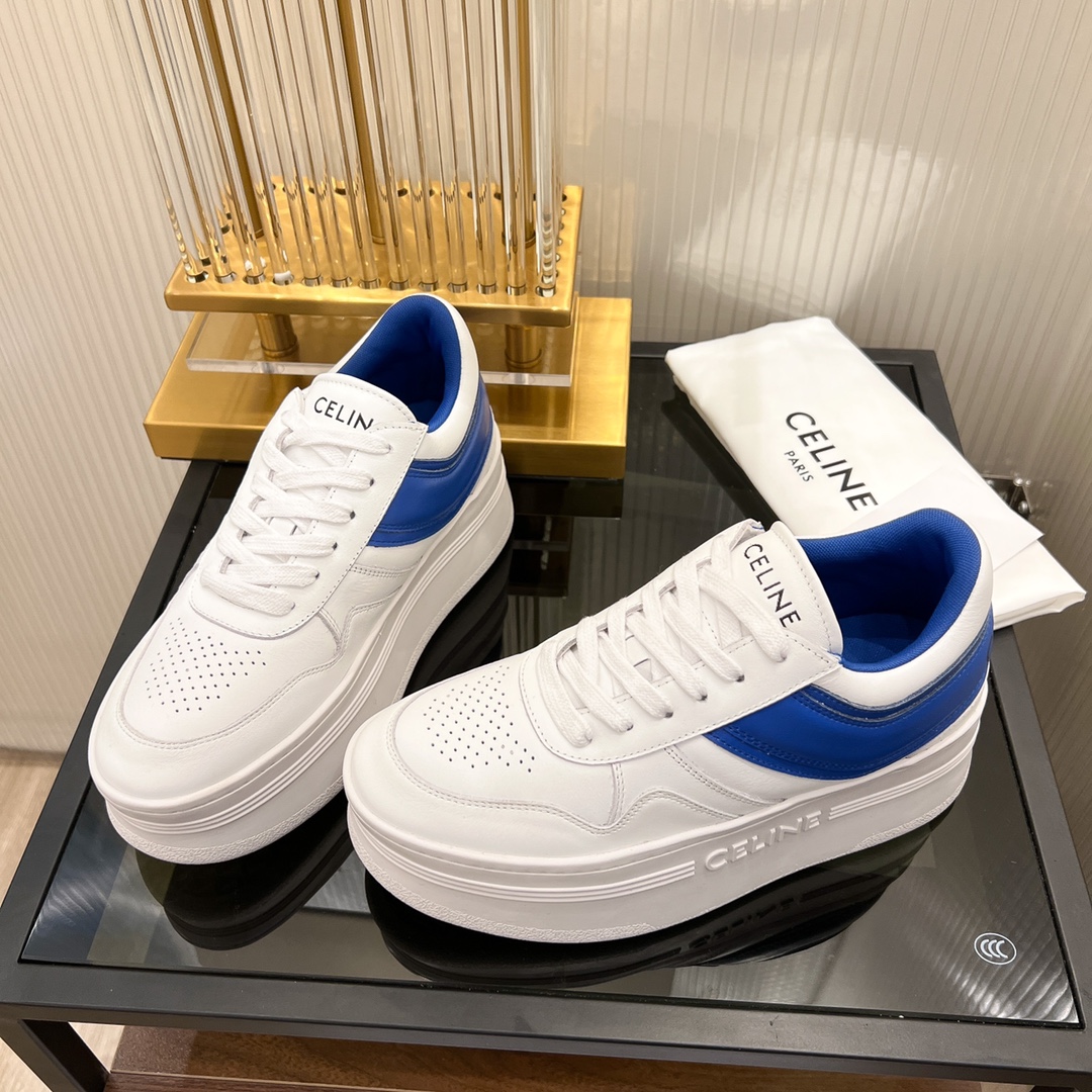 Celine Block Sneakers With Wedge Outsole In Clafskin    - PerfectKickZ