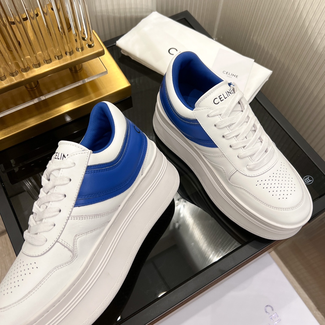 Celine Block Sneakers With Wedge Outsole In Clafskin    - PerfectKickZ