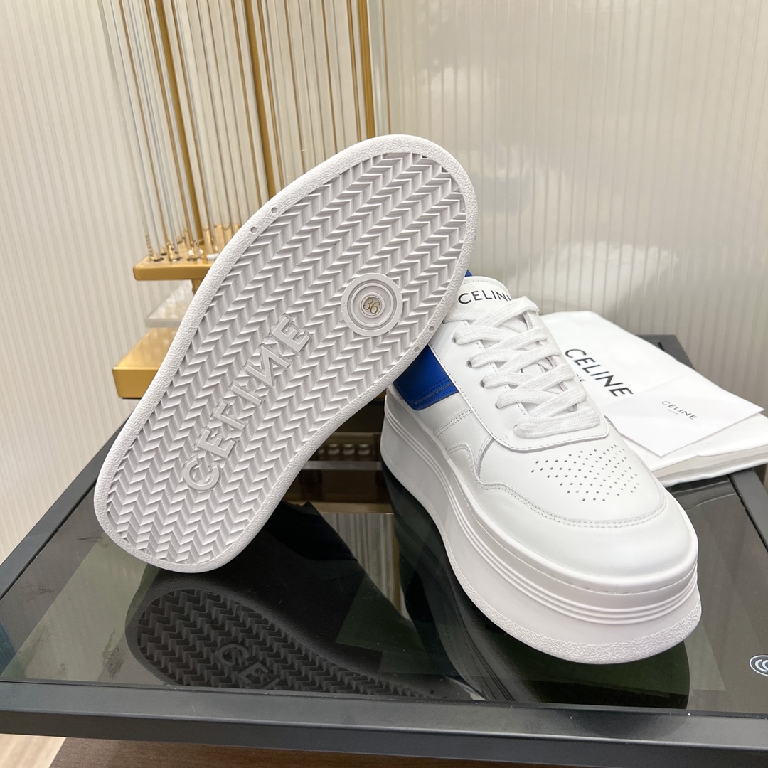 Celine Block Sneakers With Wedge Outsole In Clafskin    - PerfectKickZ