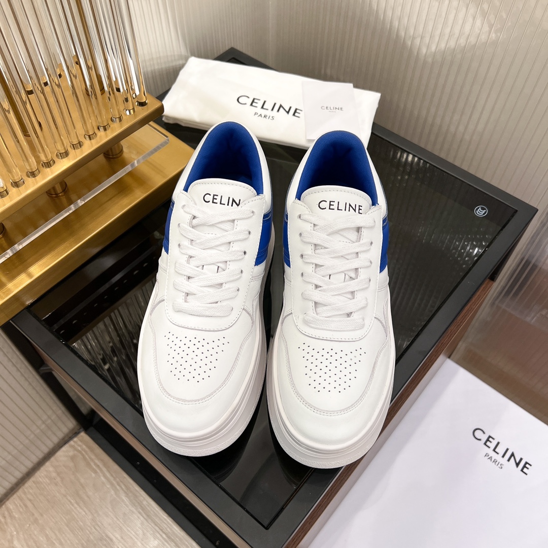 Celine Block Sneakers With Wedge Outsole In Clafskin    - PerfectKickZ