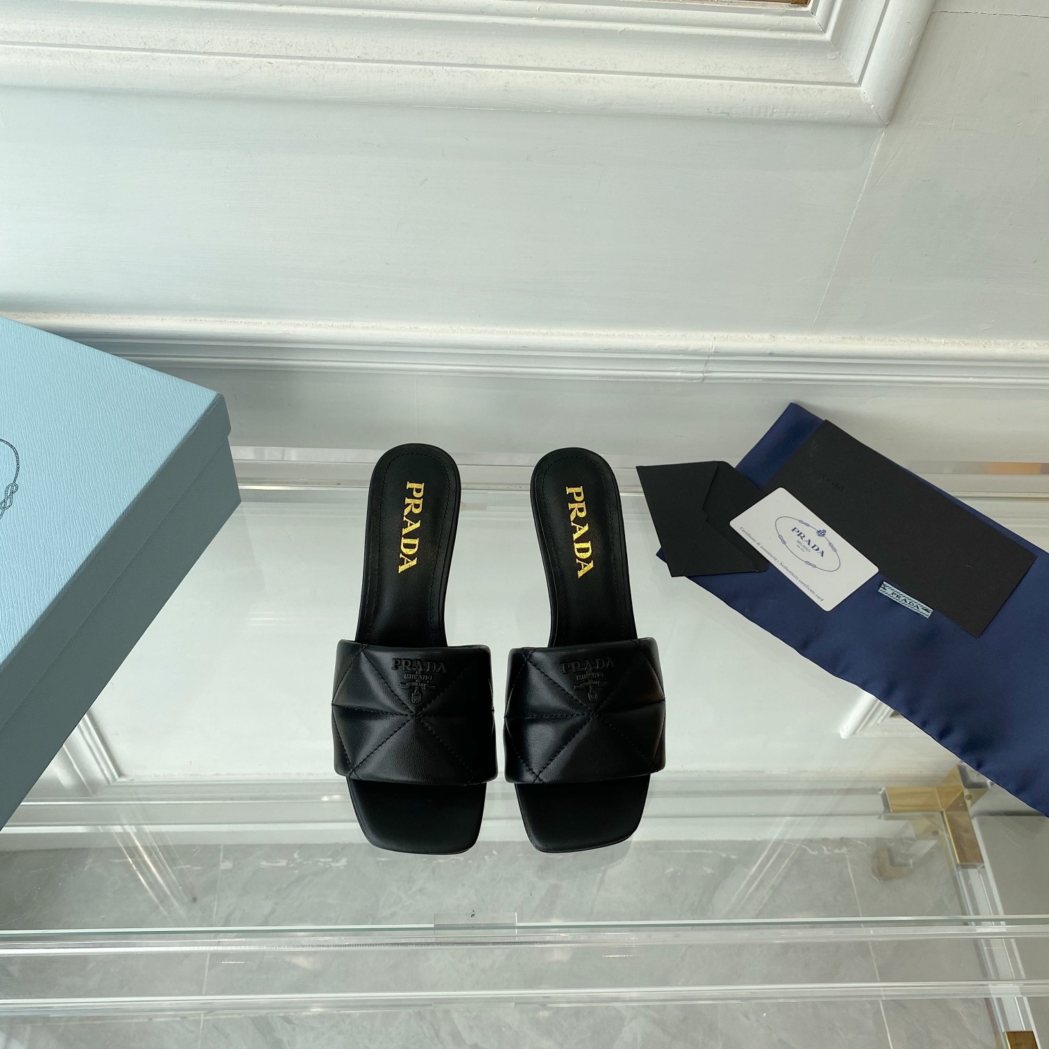 Prada Quilted Nappa Leather Heeled Sandals - PerfectKickZ