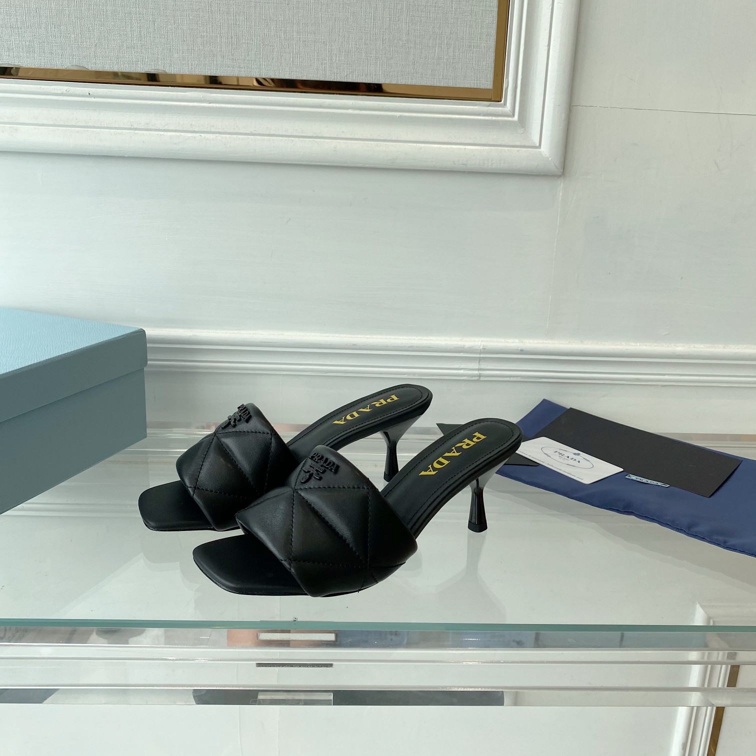 Prada Quilted Nappa Leather Heeled Sandals - PerfectKickZ