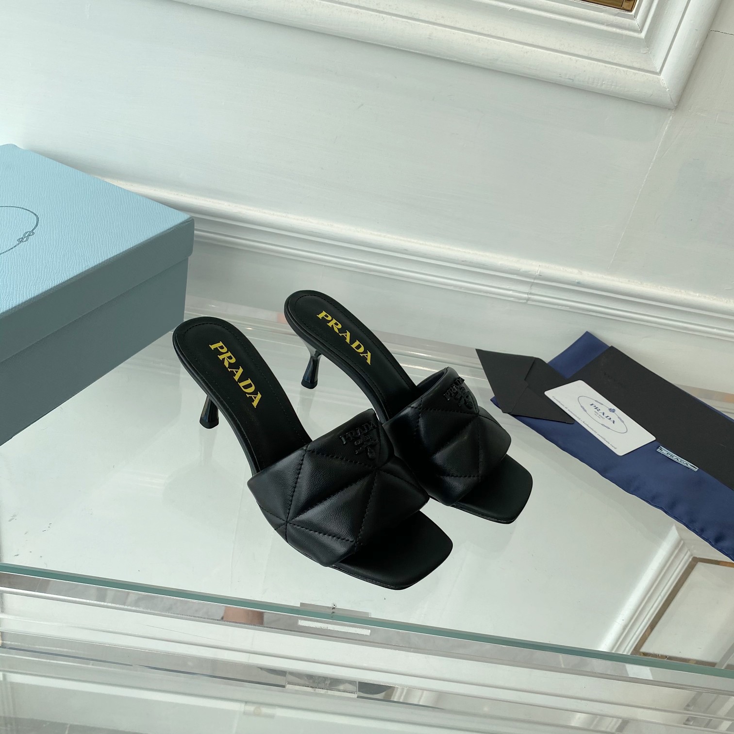 Prada Quilted Nappa Leather Heeled Sandals - PerfectKickZ