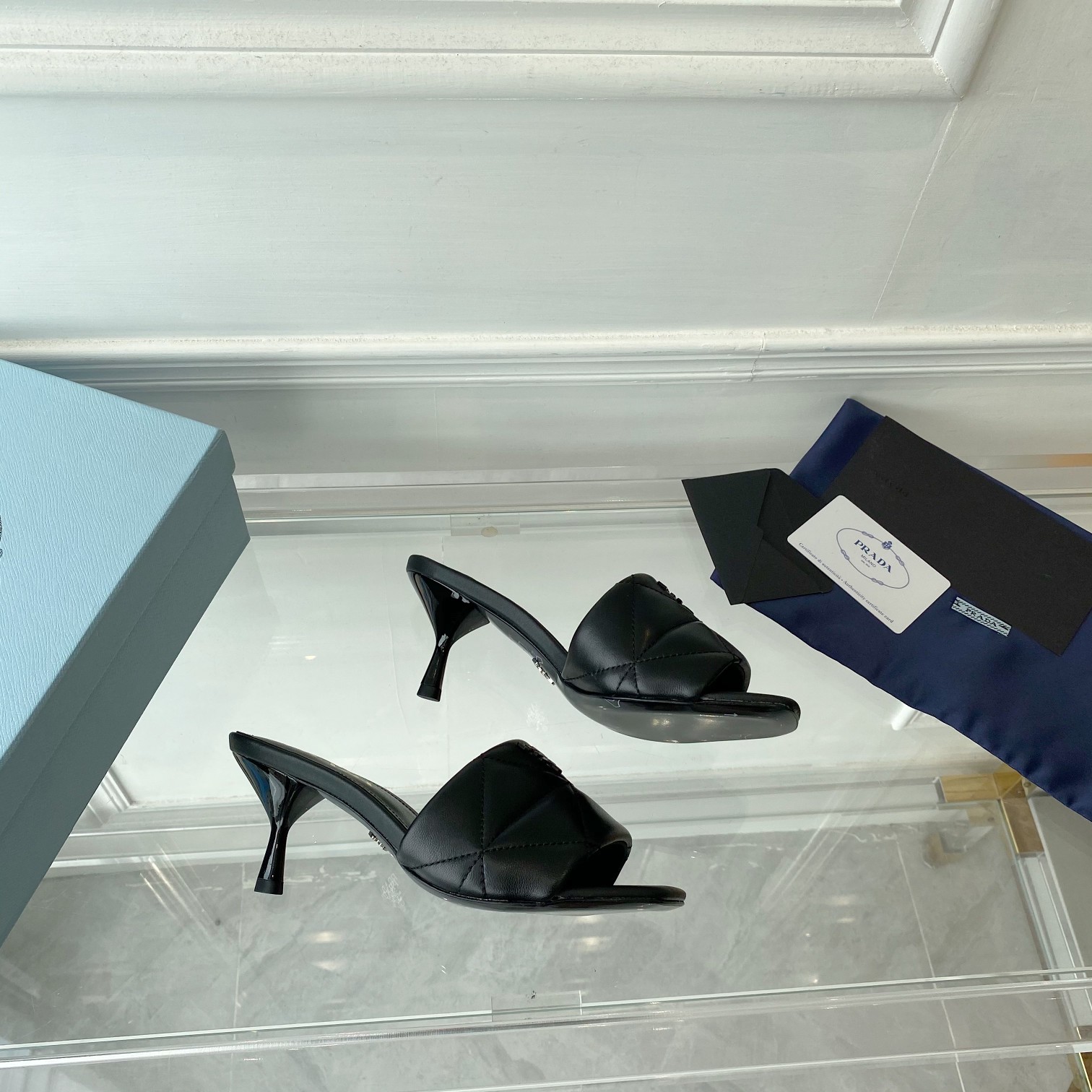 Prada Quilted Nappa Leather Heeled Sandals - PerfectKickZ