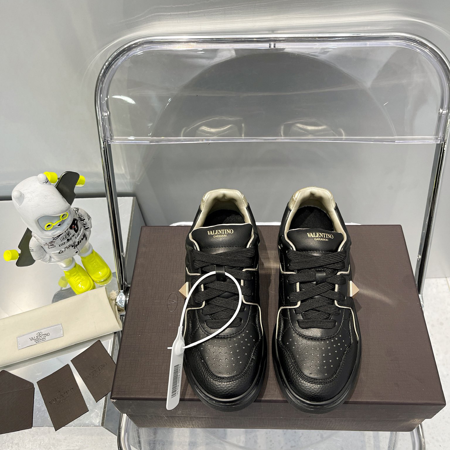 Valenti  One Stud Low-Top Calfskin Sneaker - PerfectKickZ
