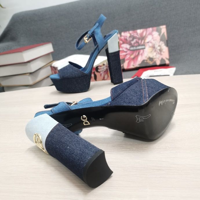 Dolce & Gabbana Runway Patchwork Denim Platform Sandals - PerfectKickZ