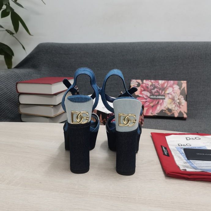 Dolce & Gabbana Runway Patchwork Denim Platform Sandals - PerfectKickZ