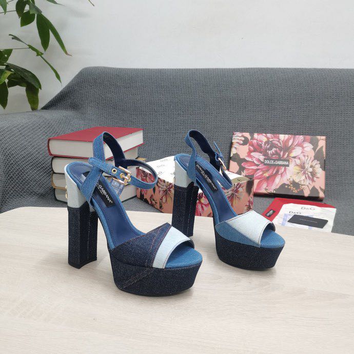 Dolce & Gabbana Runway Patchwork Denim Platform Sandals - PerfectKickZ