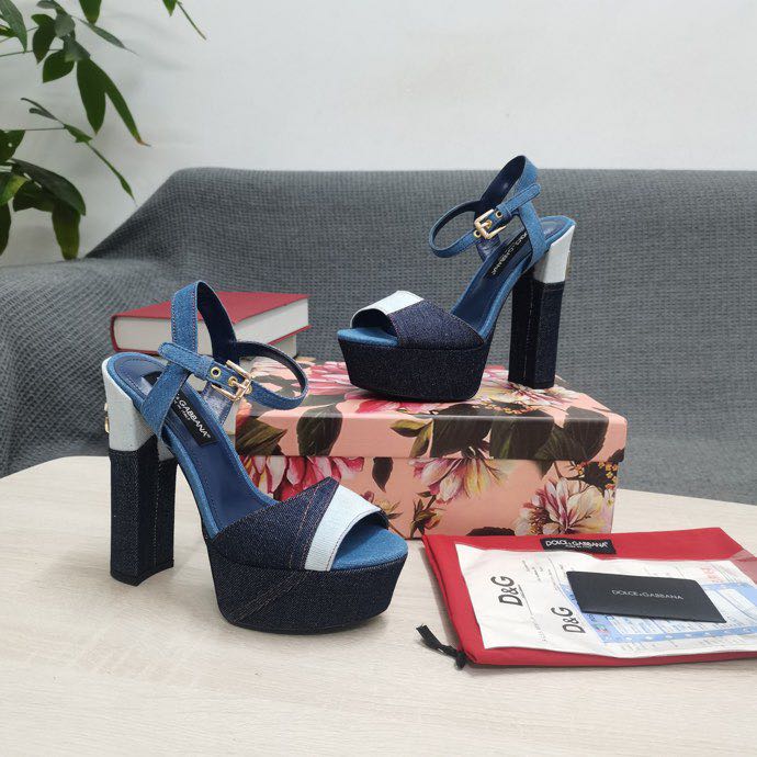 Dolce & Gabbana Runway Patchwork Denim Platform Sandals - PerfectKickZ
